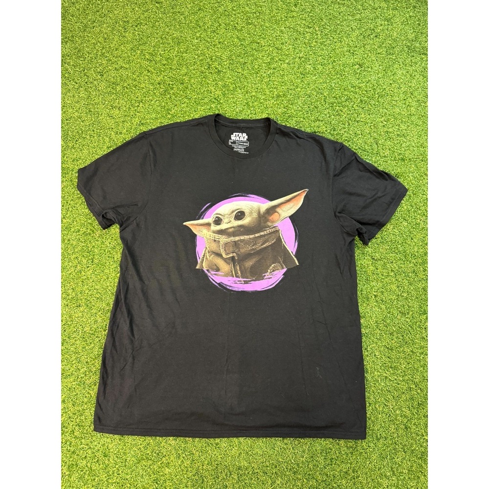 Star Wars The Mandalorian Baby Yoda T Shirt Mens L Black Graphic‎ Cotton Outdoor
